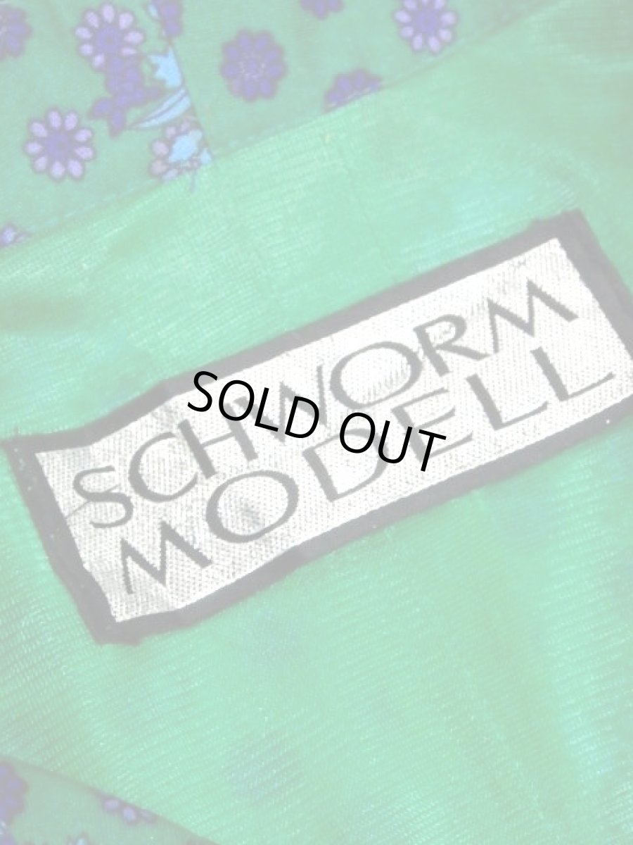 画像17: 花柄 グリーン パープル ブルー レトロ 長袖 ヨーロッパ古着 ヴィンテージワンピース【7757】 (17)