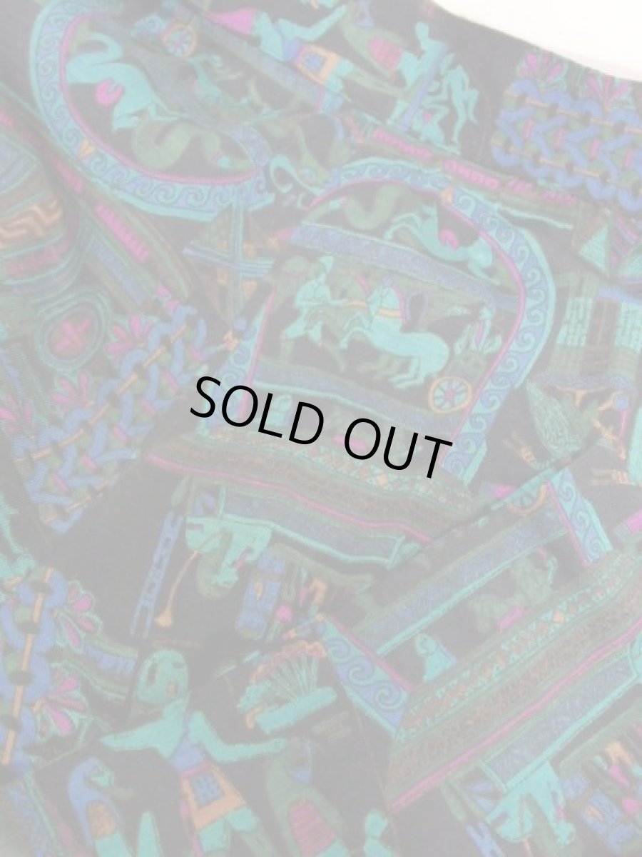 画像7: レトロサイケ 人物柄 鳥柄 馬柄 ウエストゴム 昭和レトロ 国産古着 ワイドパンツ【7759】 (7)