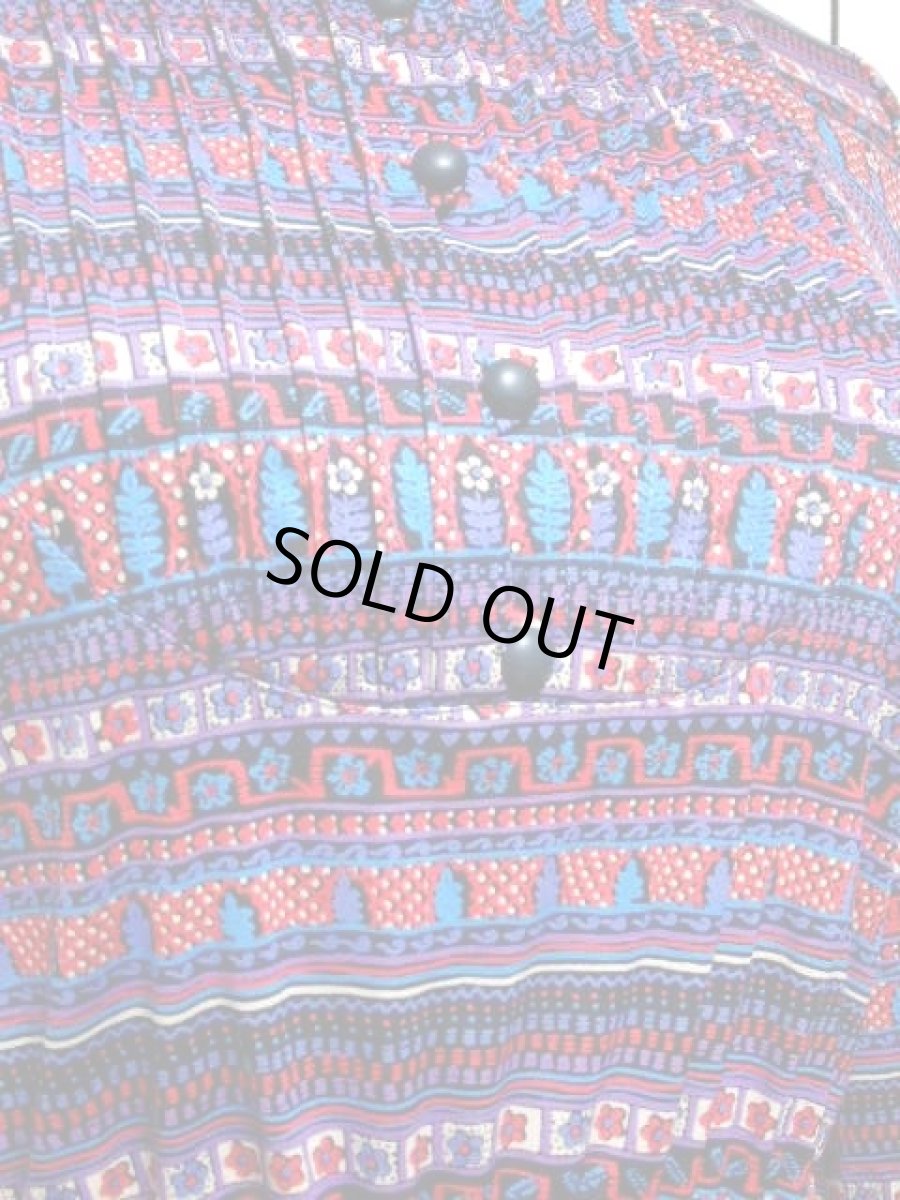 画像12: リボンベルト付き 花柄 フロントタックデザイン レディース 長袖 昭和レトロ 国産古着 レトロワンピース【7758】 (12)