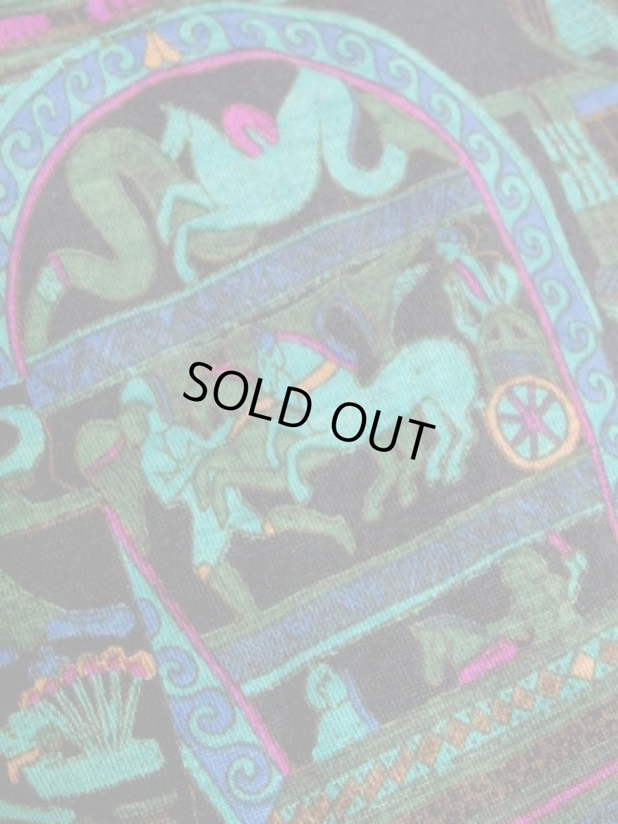 画像8: レトロサイケ 人物柄 鳥柄 馬柄 ウエストゴム 昭和レトロ 国産古着 ワイドパンツ【7759】 (8)