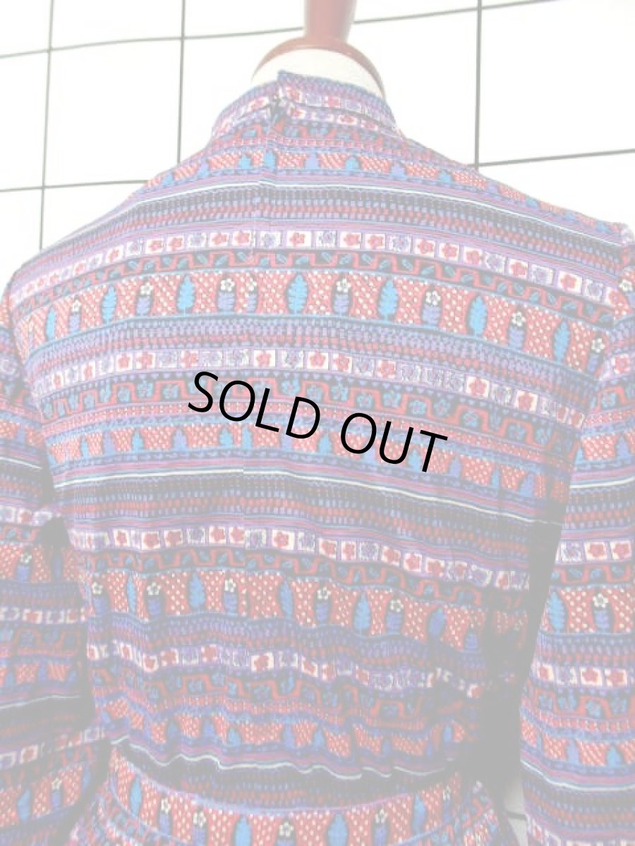 画像6: リボンベルト付き 花柄 フロントタックデザイン レディース 長袖 昭和レトロ 国産古着 レトロワンピース【7758】 (6)