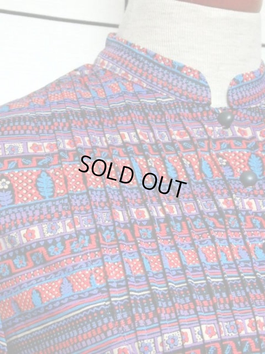 画像11: リボンベルト付き 花柄 フロントタックデザイン レディース 長袖 昭和レトロ 国産古着 レトロワンピース【7758】 (11)