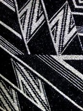 画像14: 幾何学模様織り  ブラック シルバー ラメ 衣装にもおすすめ ノースリーブ クラシカル レトロ ヨーロッパ古着 ヴィンテージドレス【7761】 (14)