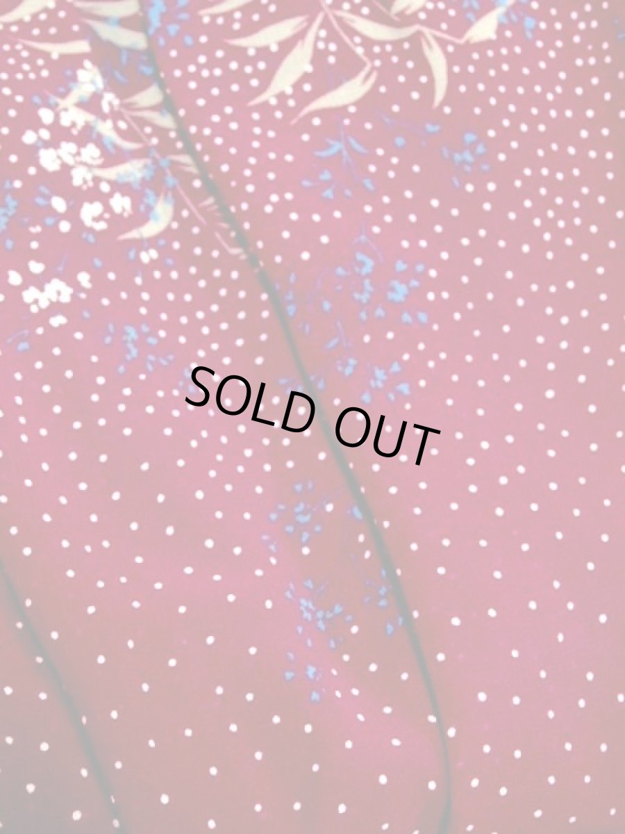 画像15: 花柄 ドット柄 ティアードデザイン 首元リボン ウエストゴム 長袖 昭和レトロ 国産古着 レトロドレス【7763】 (15)