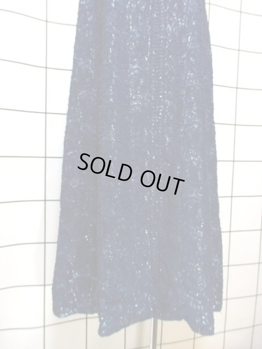 画像14: 贅沢な総レース パーティースタイルにおすすめ ネイビー ライトブルー ラメ クラシカル ノースリーブ レトロ ヨーロッパ古着 ヴィンテージドレス【7773】 (14)