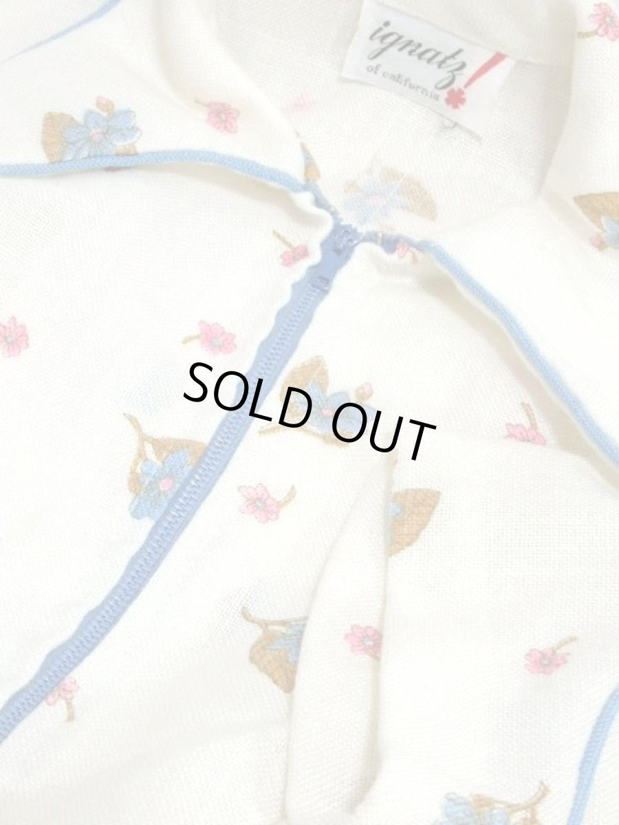 画像11: 花柄 ホワイト ウエストゴム USA古着 ヴィンテージ ジップアップアウター (11)