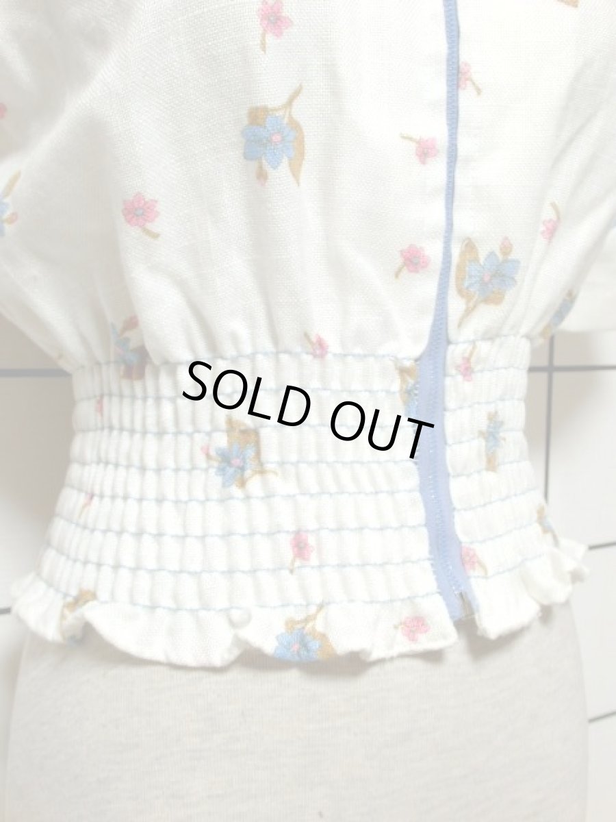 画像10: 花柄 ホワイト ウエストゴム USA古着 ヴィンテージ ジップアップアウター (10)