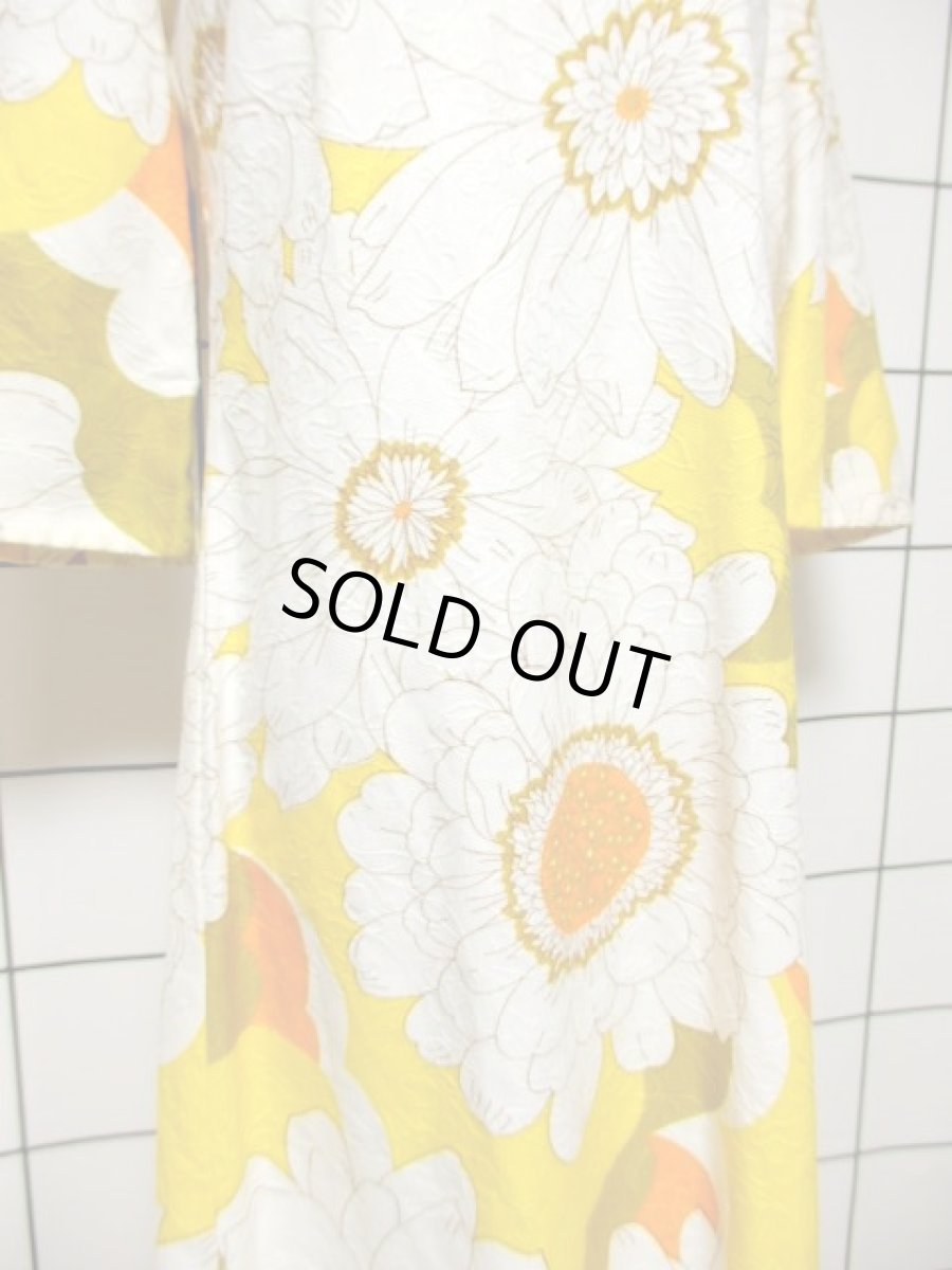 画像10: バックシャンデザイン 花柄 ホワイト イエロー TALONジッパー レトロ USA古着 ヴィンテージドレス【7786】 (10)
