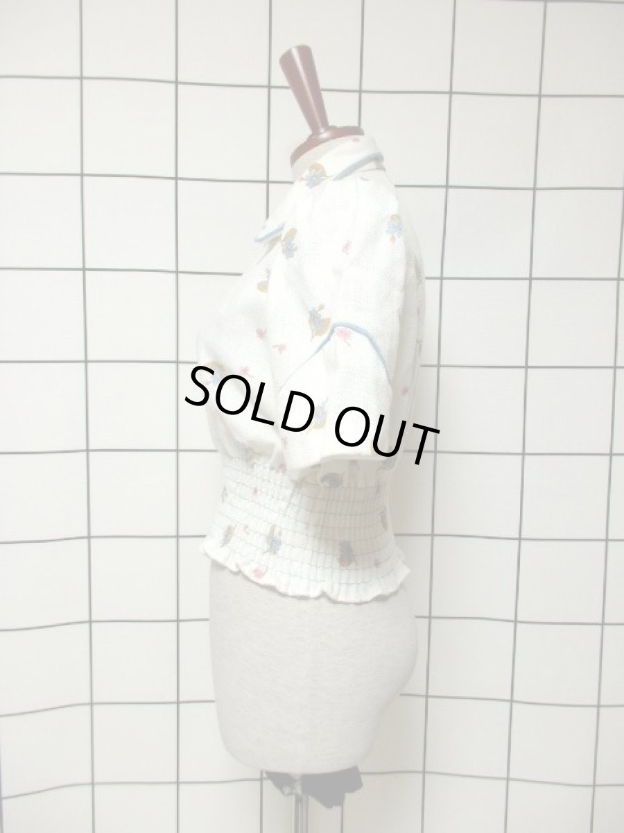 画像6: 花柄 ホワイト ウエストゴム USA古着 ヴィンテージ ジップアップアウター (6)