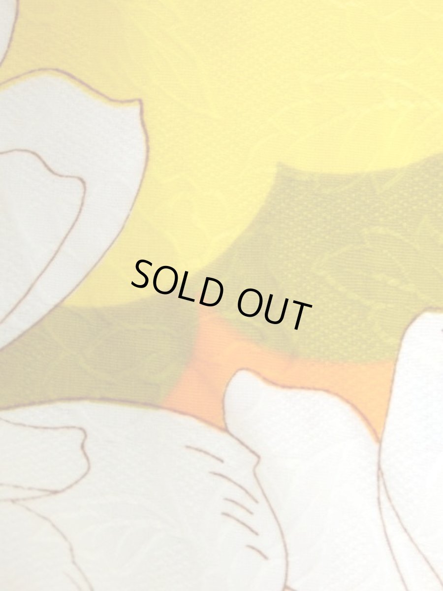 画像16: バックシャンデザイン 花柄 ホワイト イエロー TALONジッパー レトロ USA古着 ヴィンテージドレス【7786】 (16)