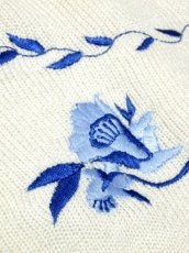 画像12: サマーニット 刺繍 オフホワイト レトロ ヨーロッパ古着 ヴィンテージセーター【6241】 (12)