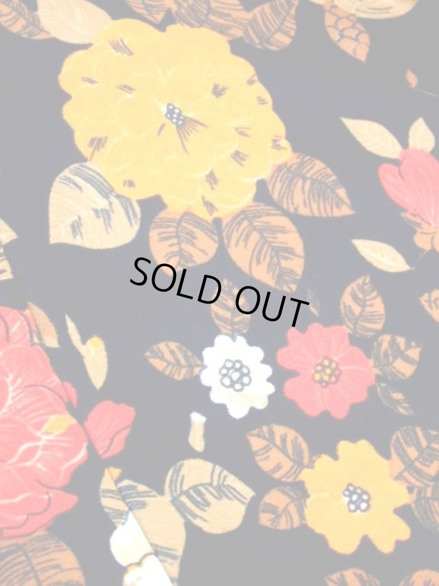 画像14: 花柄 フロントジッパー 70年代 ブラック レトロ 長袖 ヨーロッパ古着 ヴィンテージワンピース【7798】 (14)