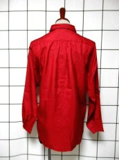 画像5: レトロブラウス フロントタック レッド 赤 古着 長袖 シャツ (5)