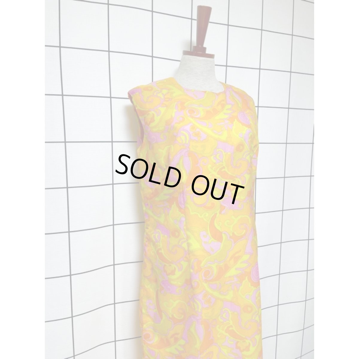 画像7: サイケ ポップ 70's 衣装にもおすすめ ノースリーブ レトロ ヨーロッパ古着 ヴィンテージドレス【V7808】 (7)