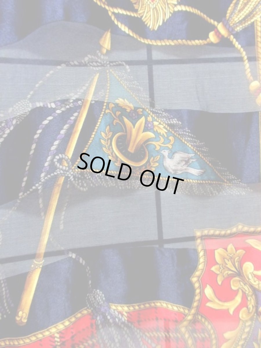 画像4: レトロアンティーク ヴィンテージスカーフ ストライプ チェック【7832】 (4)