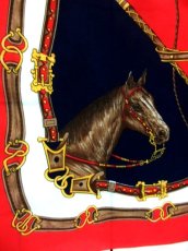 画像3: レトロアンティーク ヴィンテージスカーフ ヨーロッパ 馬柄【7830】 (3)