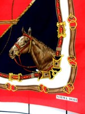 画像5: レトロアンティーク ヴィンテージスカーフ ヨーロッパ 馬柄【7830】 (5)