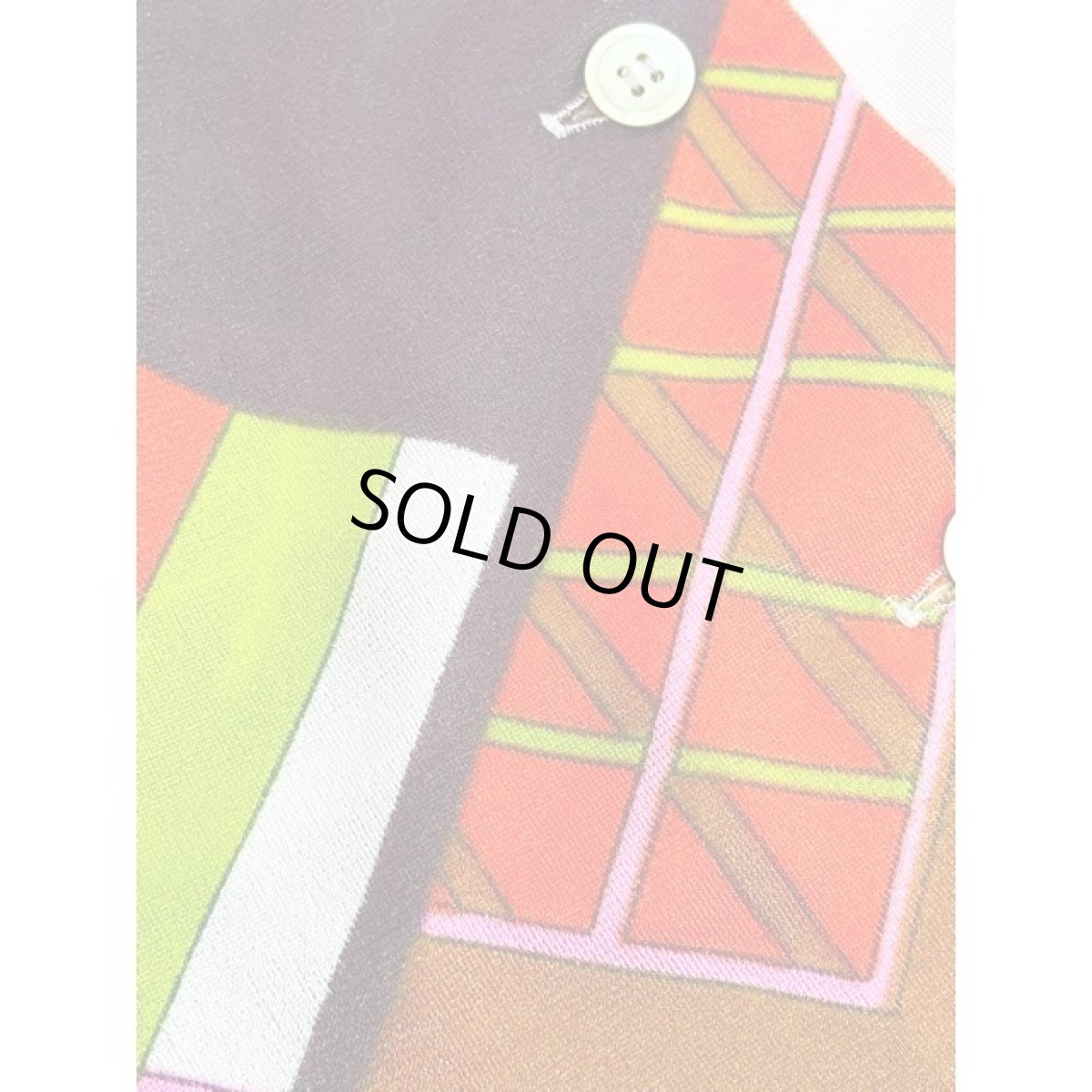 画像10: レトロポップブラウス サイケ 幾何学柄 70's 古着 半袖 シャツ (10)