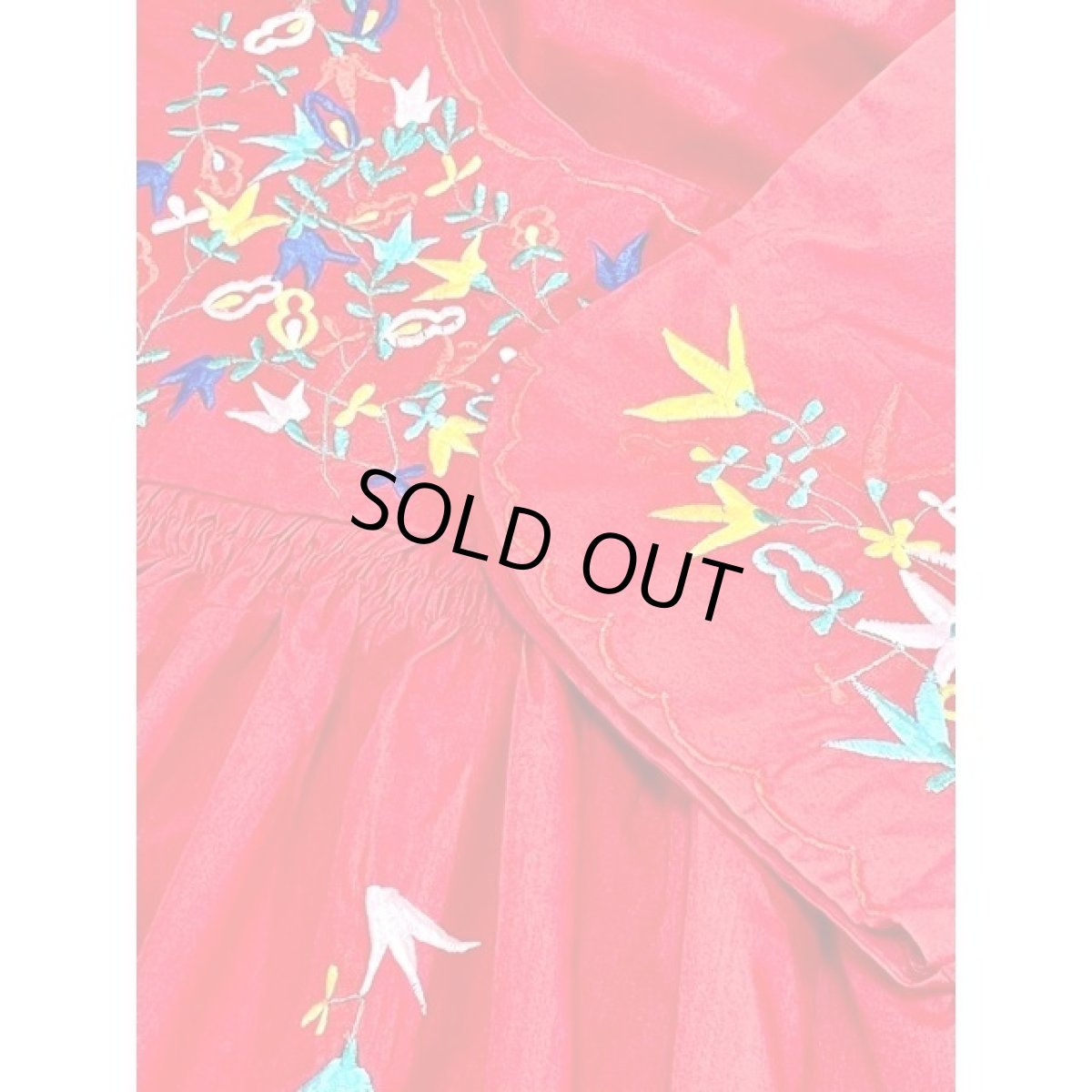 画像12: お花刺繍 レッド 赤 ふんわり フォークロア 半袖 レトロ ヨーロッパ古着 ヴィンテージ刺繍ドレス (12)