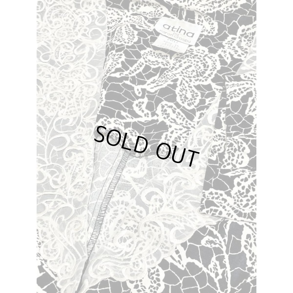 画像13: 刺繍レース襟 アート柄 前開き 半袖 レトロ USA古着 ヴィンテージワンピース (13)