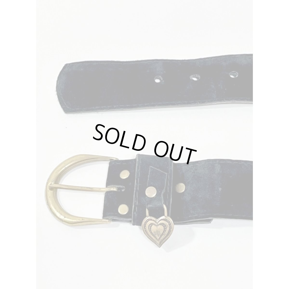 画像4: レトロ ヴィンテージ ブラック ヨーロッパ古着 ベルト ハートパーツ【7857】 (4)