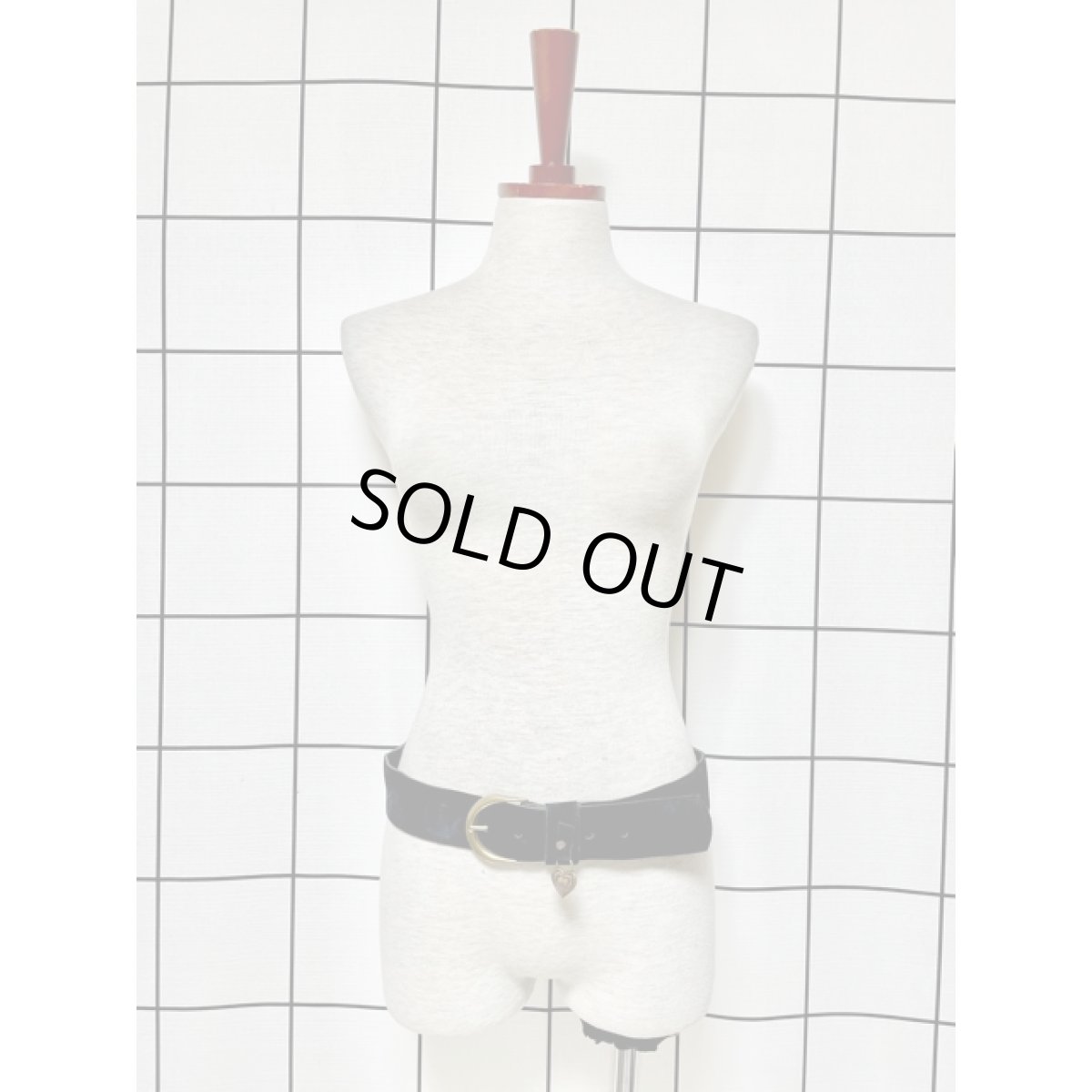 画像2: レトロ ヴィンテージ ブラック ヨーロッパ古着 ベルト ハートパーツ【7857】 (2)