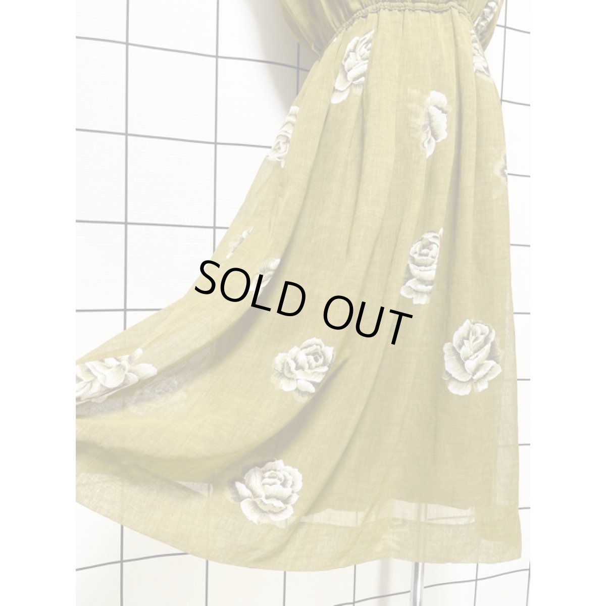 画像4: フレンチスリーブ 花柄 フロントタック 70's ウエストゴム レトロ レディース 昭和レトロ 国産古着 レトロワンピース【V7871】 (4)