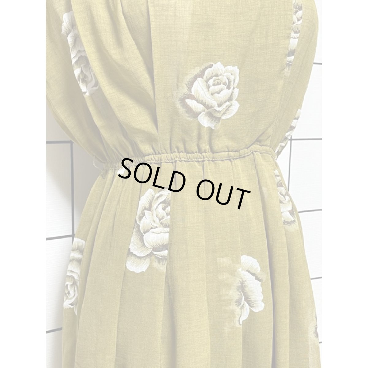 画像10: フレンチスリーブ 花柄 フロントタック 70's ウエストゴム レトロ レディース 昭和レトロ 国産古着 レトロワンピース【V7871】 (10)