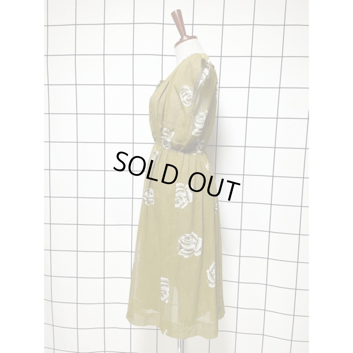 画像6: フレンチスリーブ 花柄 フロントタック 70's ウエストゴム レトロ レディース 昭和レトロ 国産古着 レトロワンピース【V7871】 (6)