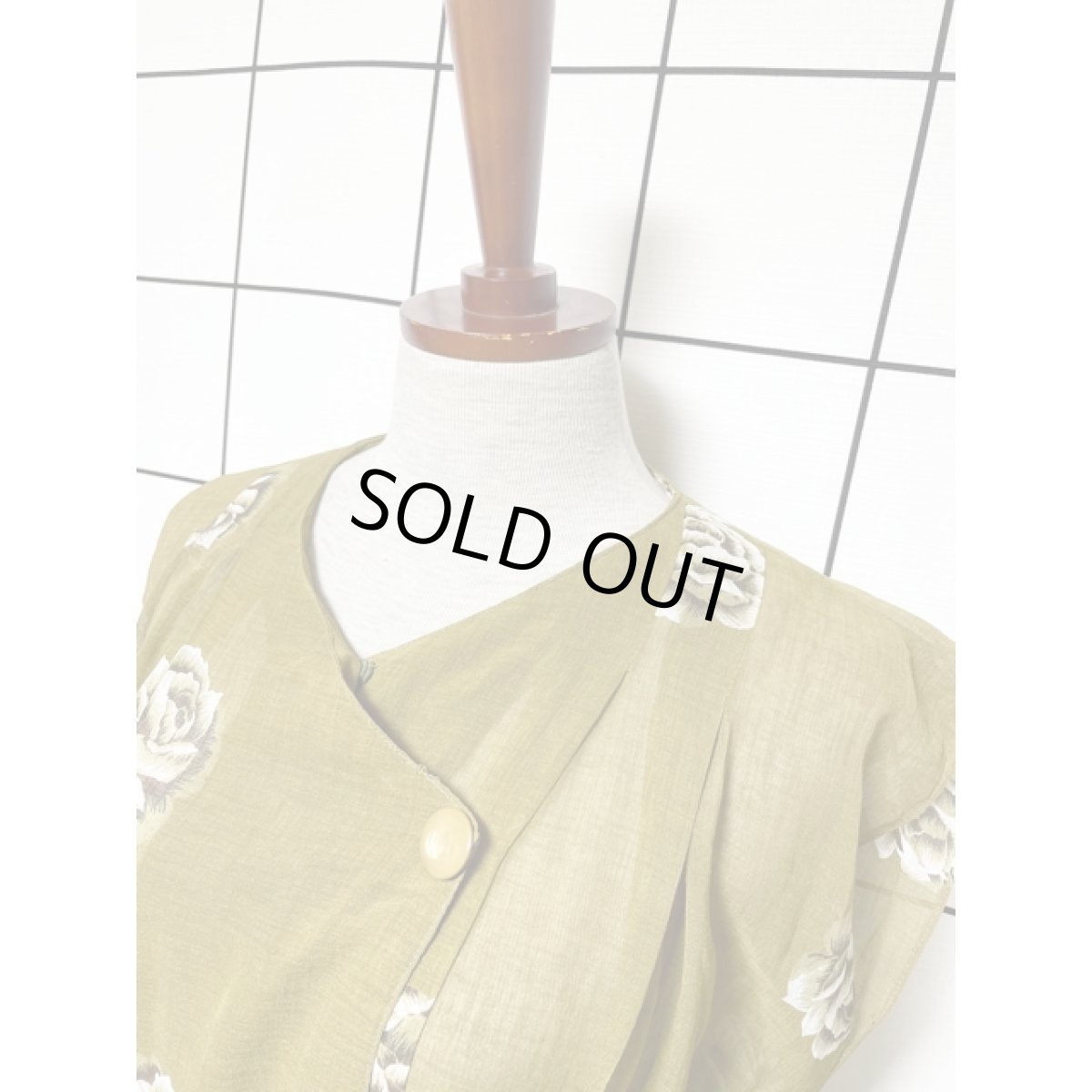 画像8: フレンチスリーブ 花柄 フロントタック 70's ウエストゴム レトロ レディース 昭和レトロ 国産古着 レトロワンピース【V7871】 (8)