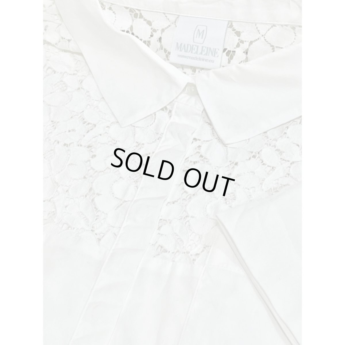 画像11: 透け感 フラワーレース 切り替えし 胸元ポケット付 半袖 ナチュラルガーリー ヨーロッパ古着 ヴィンテージホワイトトップス (11)