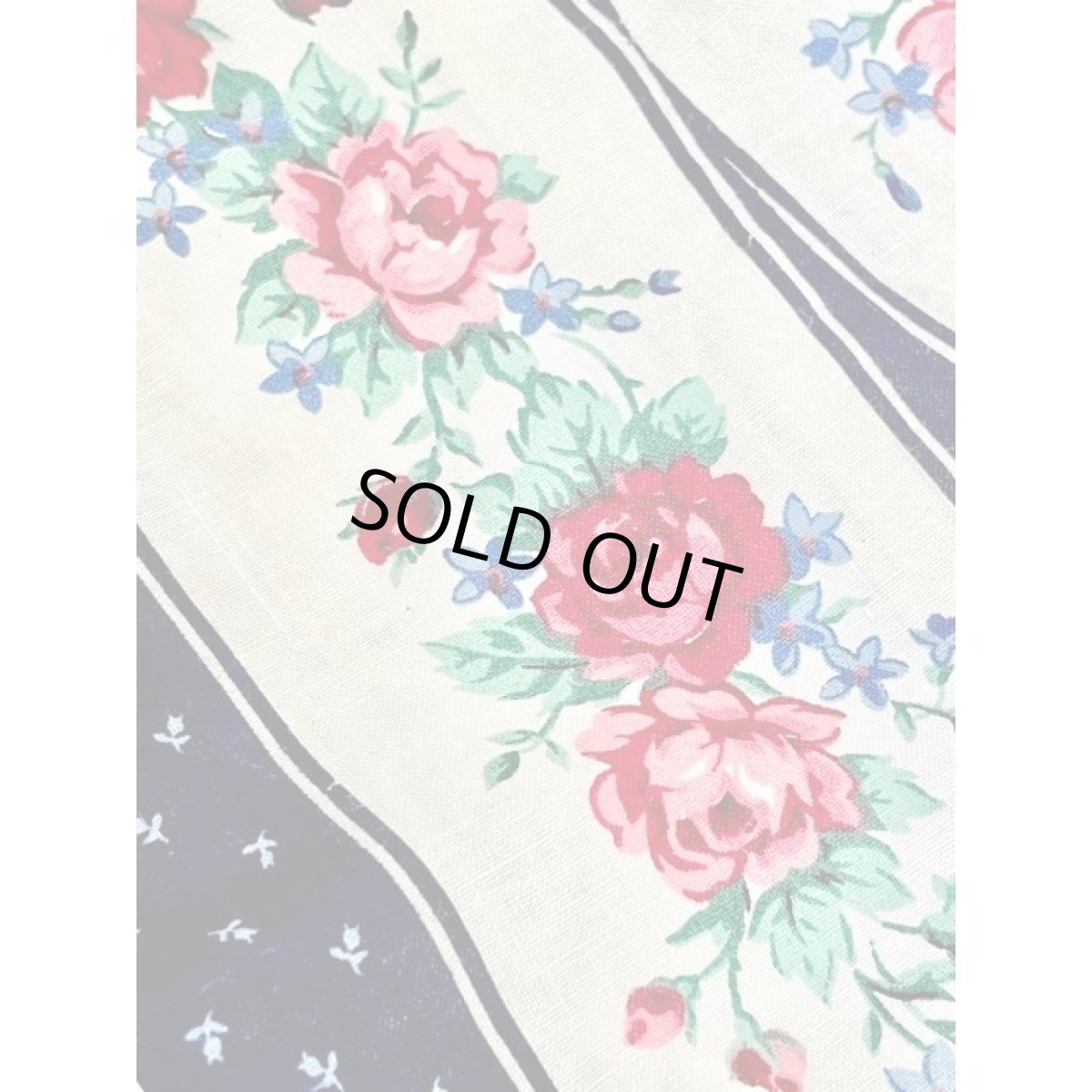 画像16: 大きな襟 リボン装飾 花柄 ストライプ柄 ホワイト ネイビー 半袖 レトロ USA古着 ヴィンテージオールインワン (16)