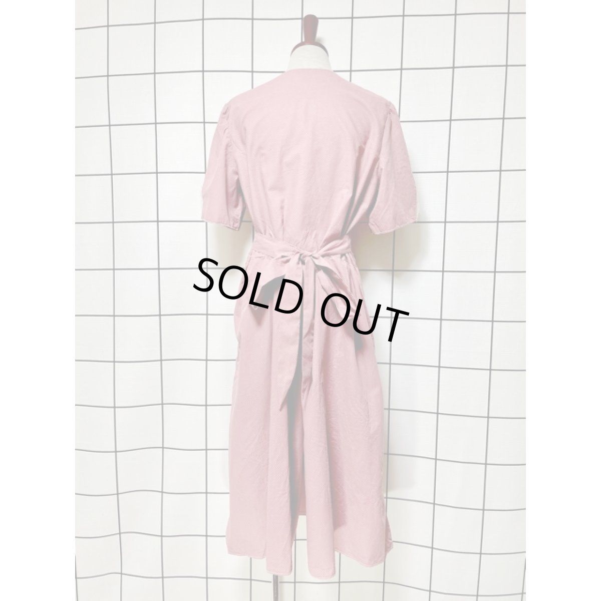 画像5: ピンドット柄 ワイドパンツデザイン フロントレース ウエストリボン 半袖 レトロ ヨーロッパ古着 ジャンプスーツ ヴィンテージオールインワン (5)