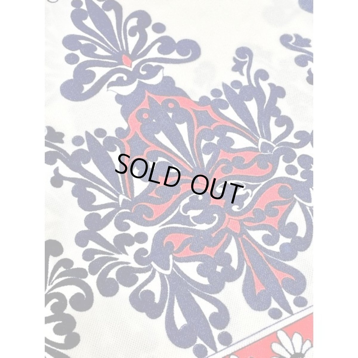 画像15: 70's オリエンタル調柄 ネイビー ホワイト レッド クラシカル 半袖 レトロ ヨーロッパ古着 ヴィンテージワンピース【5567】 (15)