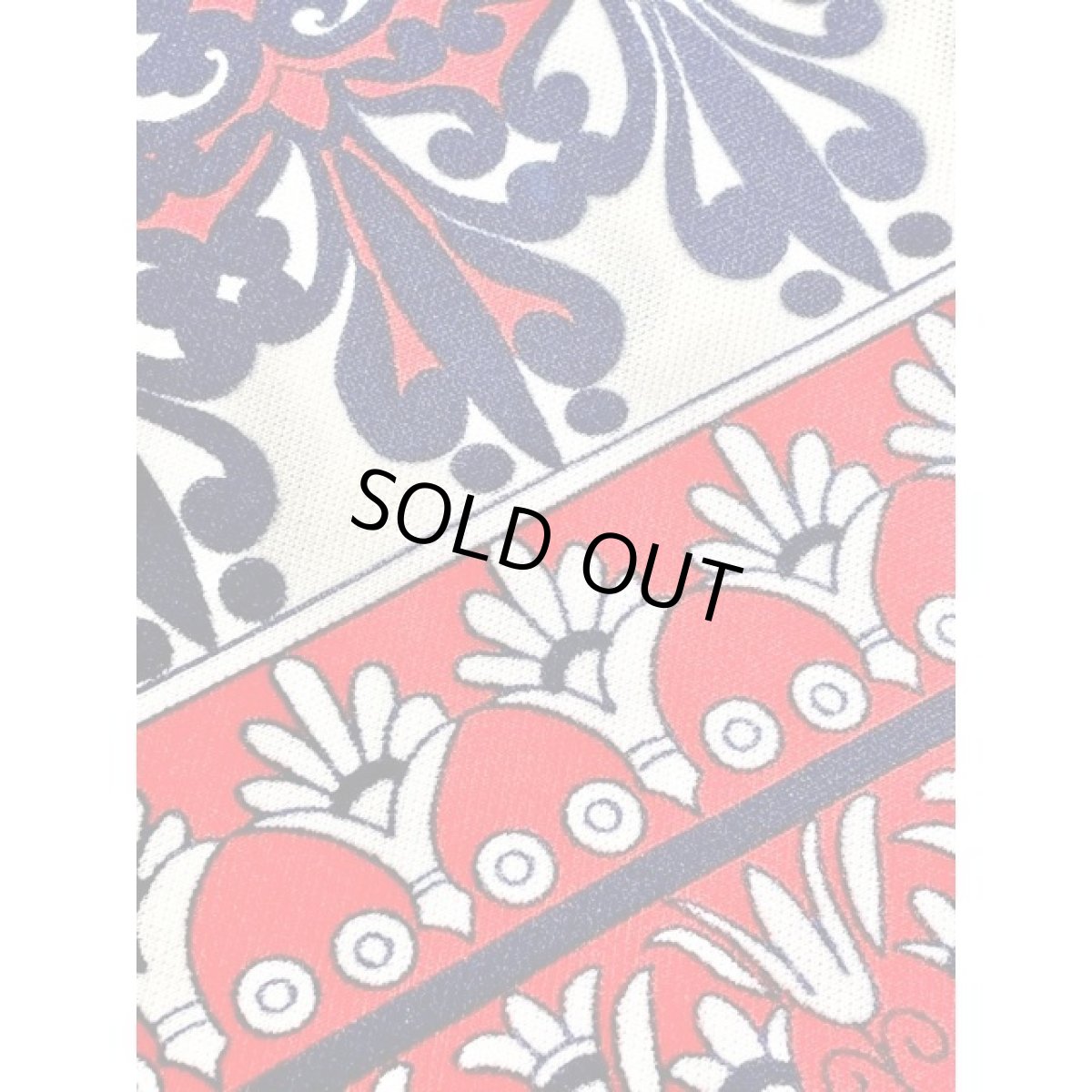 画像16: 70's オリエンタル調柄 ネイビー ホワイト レッド クラシカル 半袖 レトロ ヨーロッパ古着 ヴィンテージワンピース【5567】 (16)