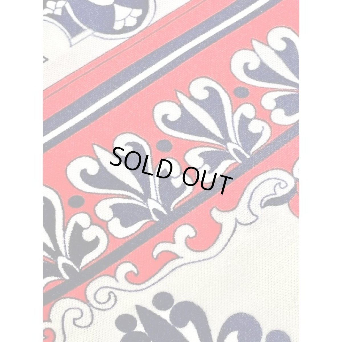 画像14: 70's オリエンタル調柄 ネイビー ホワイト レッド クラシカル 半袖 レトロ ヨーロッパ古着 ヴィンテージワンピース【5567】 (14)