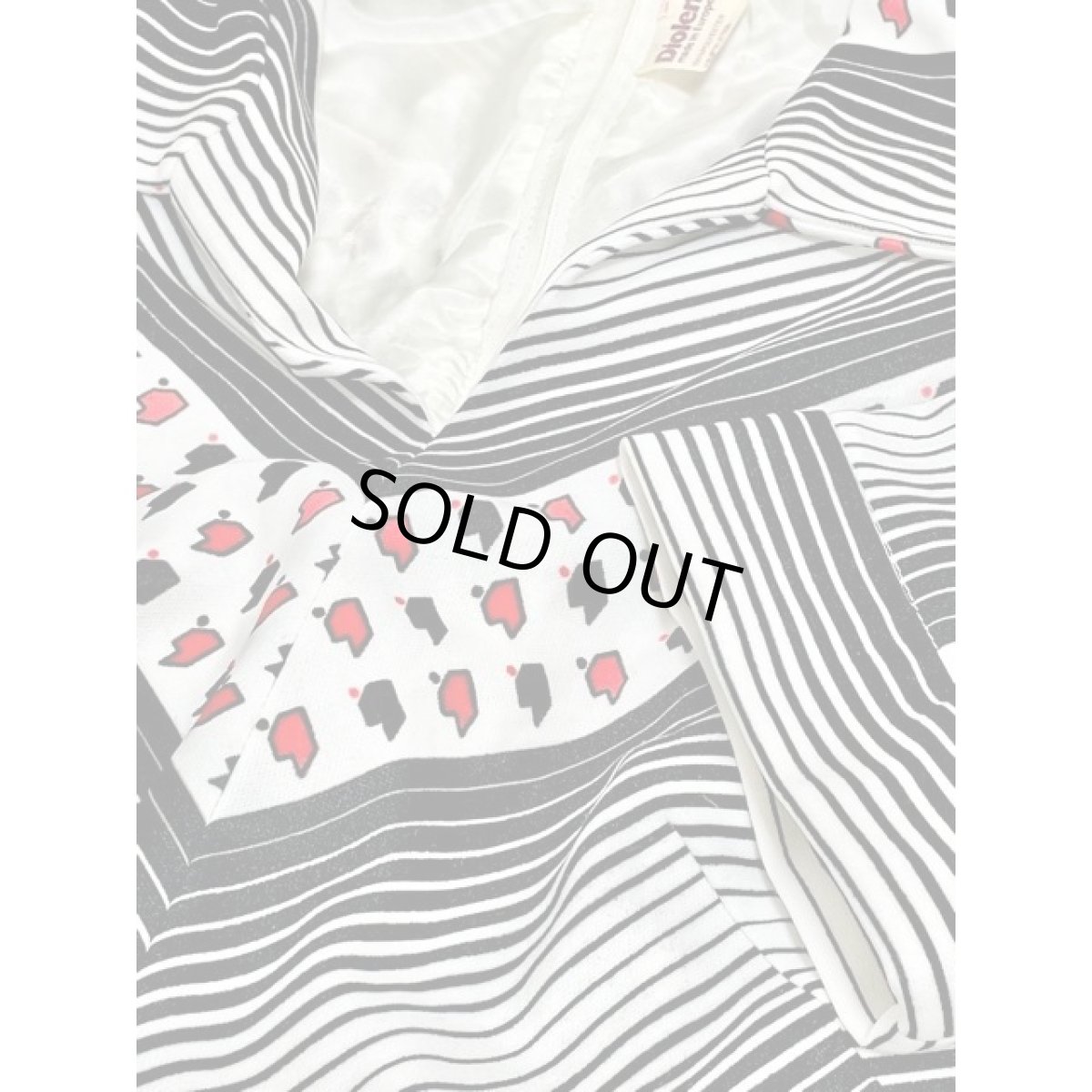 画像12: 斜めストライプ柄 70年代 モノクロ 半袖 レトロモダン ヨーロッパ古着 ヴィンテージワンピース (12)