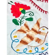 画像12: メキシカン花刺繍 ホワイト 半袖 フォークロア レトロ USA古着 ヴィンテージ刺繍ブラウス【7896】 (12)