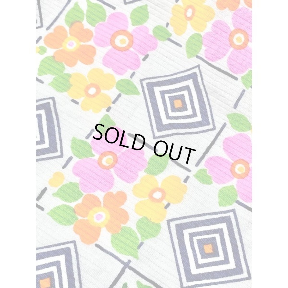 画像12: フランス古着 70's ポップ 花柄 幾何学調 ホワイト ノースリーブ レトロ ヨーロッパ古着 ヴィンテージワンピース (12)