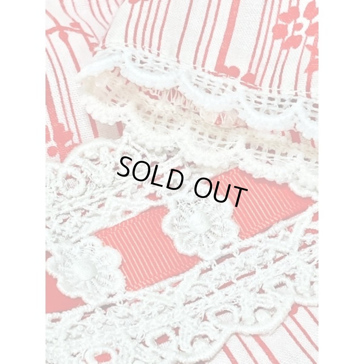 画像13: USA古着　ストライプ柄×小花柄♪アンティークリボン×お花レース装飾!!レトロガーリーアンティークワンピース (13)