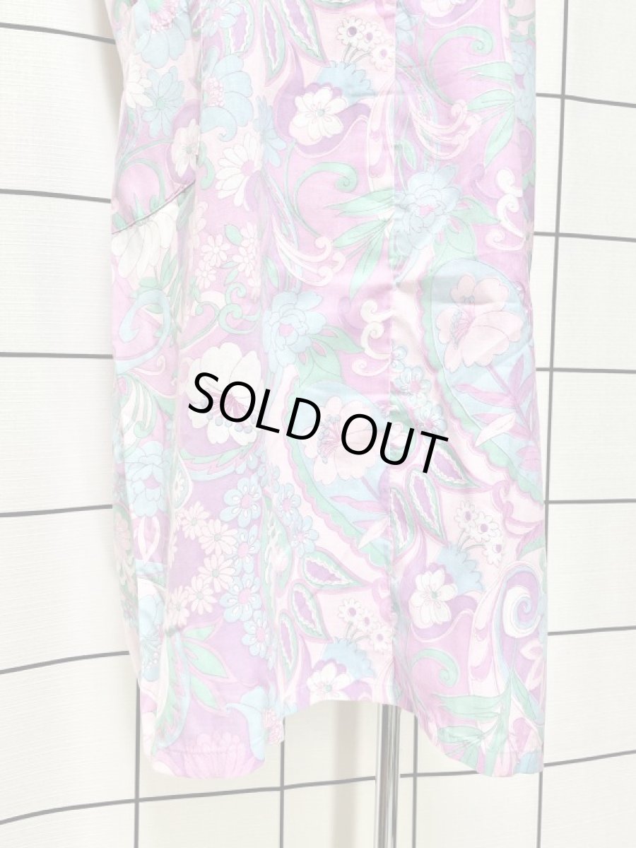 画像9: 花柄 淡いカラーリング ポップ ノースリーブ ふんわり 昭和レトロ 国産古着 レトロワンピース【4512】 (9)