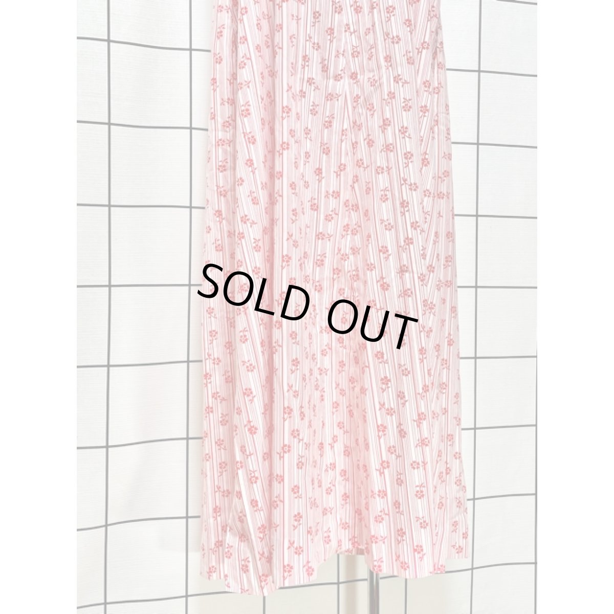 画像10: USA古着　ストライプ柄×小花柄♪アンティークリボン×お花レース装飾!!レトロガーリーアンティークワンピース (10)