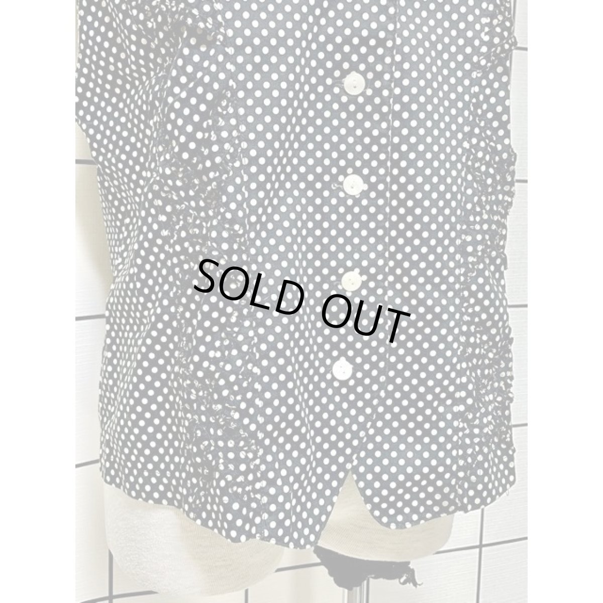 画像4: モノクロ×ドット♪後ろリボン結び★大人ガーリーなベスト (4)