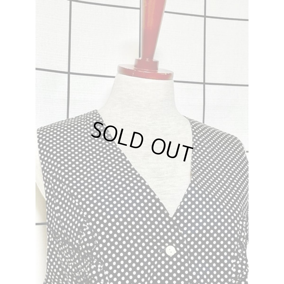 画像3: モノクロ×ドット♪後ろリボン結び★大人ガーリーなベスト (3)