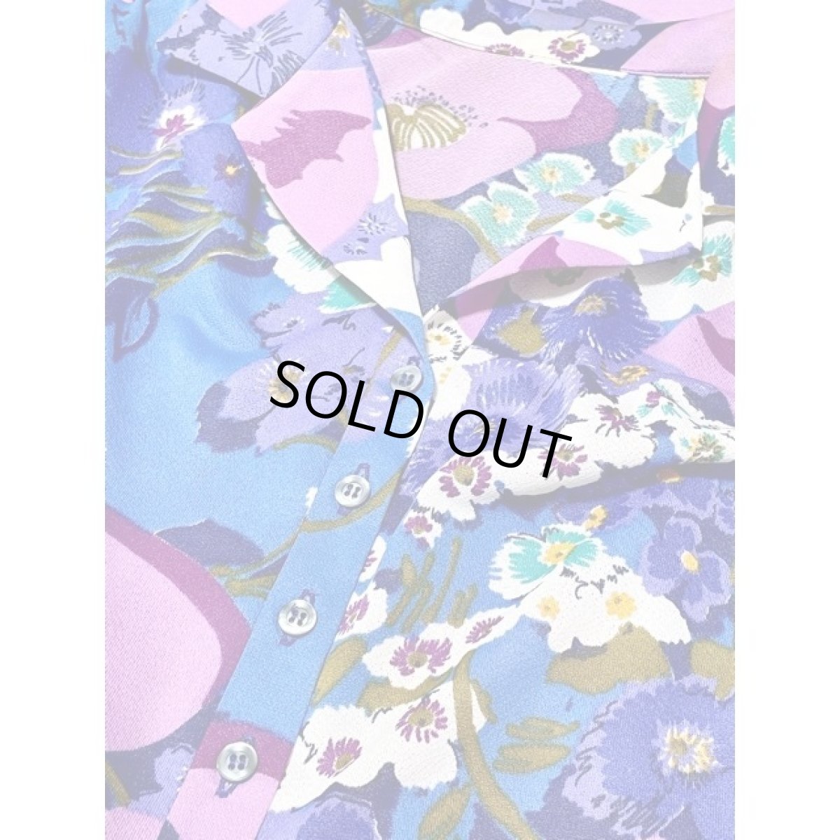 画像12: フランス古着 花柄 フレンチスリーブ ブルー パープル 両肩リボン結び 大人可愛い レトロ ヨーロッパ古着 ヴィンテージワンピース (12)