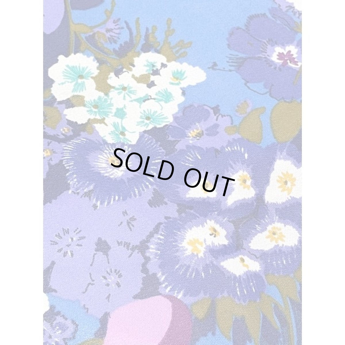 画像14: フランス古着 花柄 フレンチスリーブ ブルー パープル 両肩リボン結び 大人可愛い レトロ ヨーロッパ古着 ヴィンテージワンピース (14)