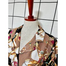 画像7: スカーフ柄プリント 80's 90's ヨーロッパ古着 半袖 シャツ ヴィンテージブラウス【7913】 (7)