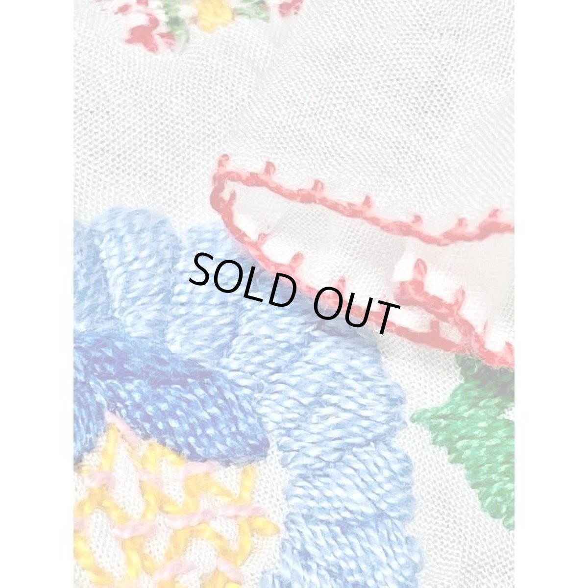 画像16: 花刺繍 ホワイト カラフルステッチ ヨーロッパ古着 半袖 ヴィンテージスモックブラウス (16)