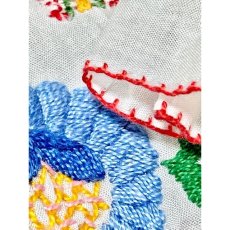 画像16: 花刺繍 ホワイト カラフルステッチ ヨーロッパ古着 半袖 ヴィンテージスモックブラウス (16)