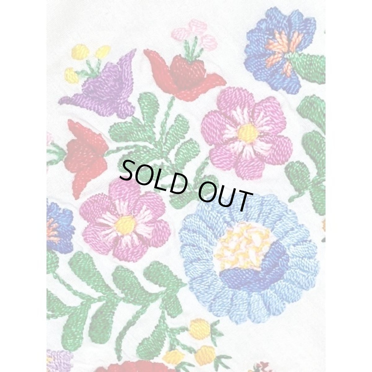 画像15: 花刺繍 ホワイト カラフルステッチ ヨーロッパ古着 半袖 ヴィンテージスモックブラウス (15)